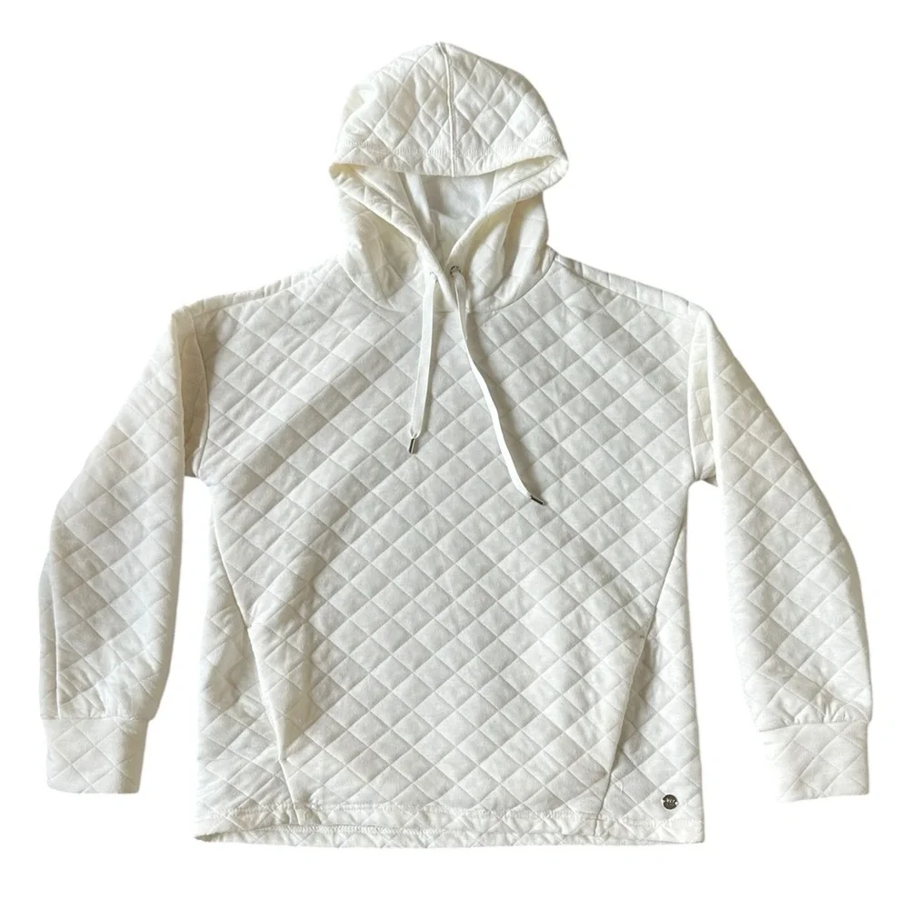 JONES NEW YORK SPORT ivory/off white quilted hoodie size Large - Picture 1 of 5